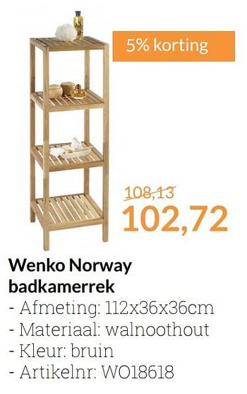 Aanbiedingen Wenko norway badkamerrek - Wenko - Geldig van 01/01/2017 tot 31/01/2017 bij Sanitairwinkel