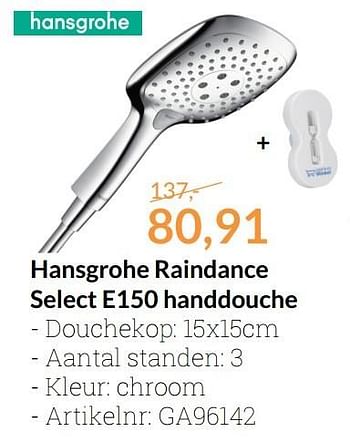 Aanbiedingen Hansgrohe raindance select e150 handdouche - Hansgrohe - Geldig van 01/01/2017 tot 31/01/2017 bij Sanitairwinkel