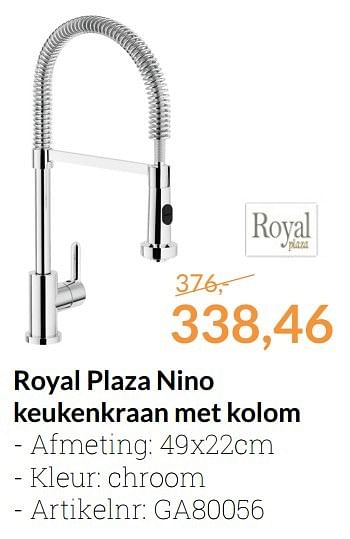 Aanbiedingen Royal plaza nino keukenkraan met kolom - Royal Plaza - Geldig van 01/01/2017 tot 31/01/2017 bij Sanitairwinkel