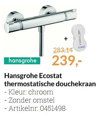 Aanbiedingen Hansgrohe ecostat thermostatische douchekraan - Hansgrohe - Geldig van 01/01/2017 tot 31/01/2017 bij Sanitairwinkel