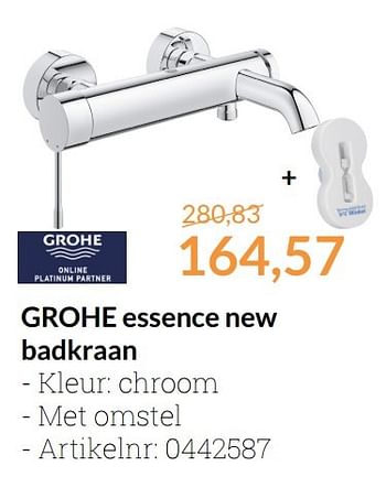 Aanbiedingen Grohe essence new badkraan - Grohe - Geldig van 01/01/2017 tot 31/01/2017 bij Sanitairwinkel