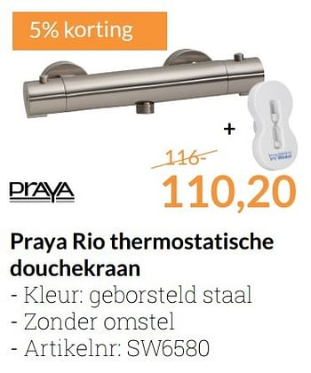 Aanbiedingen Praya rio thermostatische douchekraan - Praya - Geldig van 01/01/2017 tot 31/01/2017 bij Sanitairwinkel