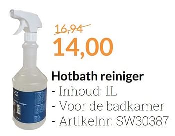 Aanbiedingen Hotbath reiniger - Hotbath - Geldig van 01/01/2017 tot 31/01/2017 bij Sanitairwinkel
