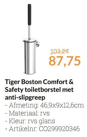Aanbiedingen Tiger boston comfort + safety toiletborstel met anti-slipgreep - Tiger - Geldig van 01/01/2017 tot 31/01/2017 bij Sanitairwinkel