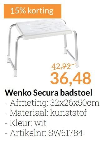 Aanbiedingen Wenko secura badstoel - Wenko - Geldig van 01/01/2017 tot 31/01/2017 bij Sanitairwinkel