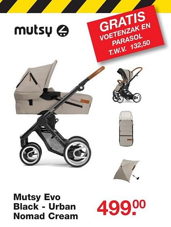 Aanbiedingen Mutsy evo black - urban nomad cream - Mutsy - Geldig van 25/12/2016 tot 09/01/2017 bij Baby & Tiener Megastore