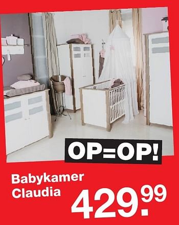 Aanbiedingen Babykamer claudia - Huismerk - Baby &amp; Tiener Megastore - Geldig van 25/12/2016 tot 09/01/2017 bij Baby & Tiener Megastore