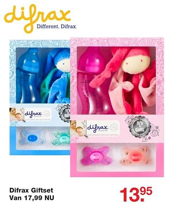 Aanbiedingen Difrax giftset - Difrax - Geldig van 25/12/2016 tot 09/01/2017 bij Baby & Tiener Megastore