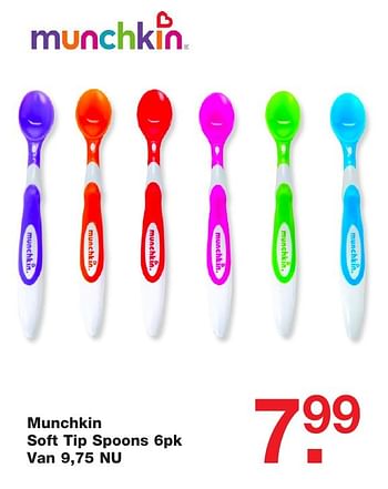 Aanbiedingen Munchkin soft tip spoons 6pk - Munchkin - Geldig van 25/12/2016 tot 09/01/2017 bij Baby & Tiener Megastore