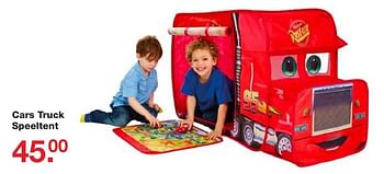 Aanbiedingen Cars truck speeltent - Disney - Geldig van 25/12/2016 tot 09/01/2017 bij Baby & Tiener Megastore