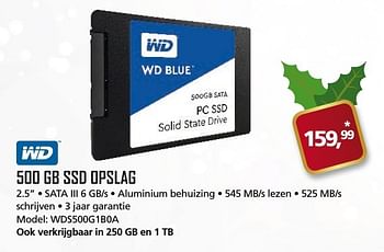 Aanbiedingen Western digital 500 gb ssd opslag - Western Digital - Geldig van 11/12/2016 tot 17/01/2017 bij ITprodeals