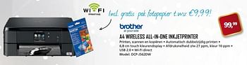 Aanbiedingen Brother a4 wireless all-in-one inkjetprinter - Brother - Geldig van 11/12/2016 tot 17/01/2017 bij ITprodeals