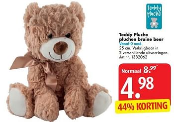 Aanbiedingen Teddy pluche pluchen bruine beer - Teddy Pluche - Geldig van 26/12/2016 tot 29/01/2017 bij Bart Smit