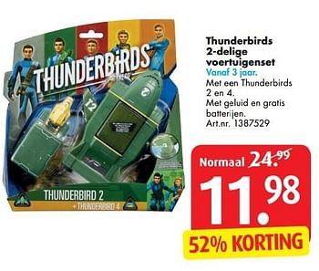 Aanbiedingen Thunderbirds 2-delige voertuigenset - Thunderbirds - Geldig van 26/12/2016 tot 29/01/2017 bij Bart Smit