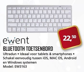 Aanbiedingen Ewent bluetooth toetsenbord - Ewent - Geldig van 11/12/2016 tot 17/01/2017 bij ITprodeals