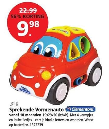 Aanbiedingen Sprekende vormenauto - Clementoni - Geldig van 26/12/2016 tot 29/01/2017 bij Intertoys