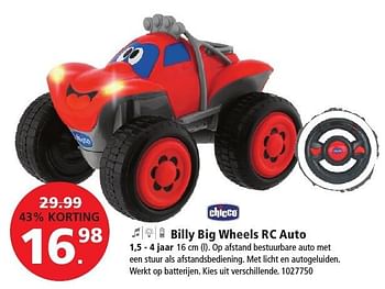Aanbiedingen Billy big wheels rc auto - Chicco - Geldig van 26/12/2016 tot 29/01/2017 bij Intertoys