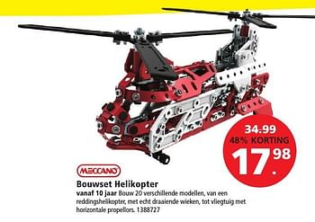 Aanbiedingen Bouwset helikopter - Meccano - Geldig van 26/12/2016 tot 29/01/2017 bij Intertoys