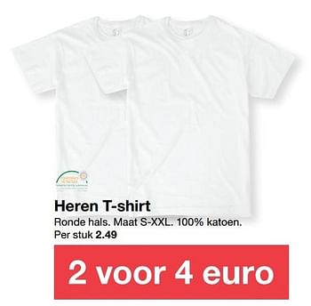 Aanbiedingen Heren t-shirt - Huismerk - Zeeman  - Geldig van 31/12/2016 tot 06/01/2017 bij Zeeman