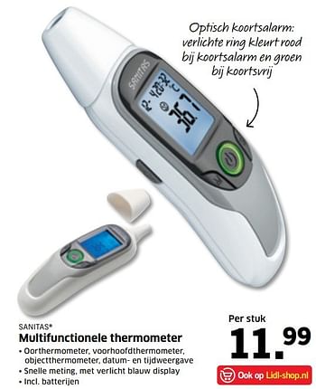 Aanbiedingen Sanitas multifunctionele thermometer - Sanitas - Geldig van 02/01/2017 tot 08/01/2017 bij Lidl