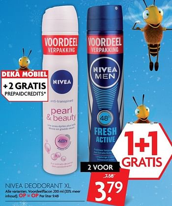 Aanbiedingen Nivea deodorant xl - Nivea - Geldig van 01/01/2017 tot 07/01/2017 bij Deka Markt