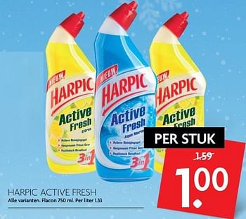 Aanbiedingen Harpic active fresh - Harpic - Geldig van 01/01/2017 tot 07/01/2017 bij Deka Markt