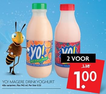 Aanbiedingen Yo! magere drinkyoghurt - Yo! - Geldig van 01/01/2017 tot 07/01/2017 bij Deka Markt