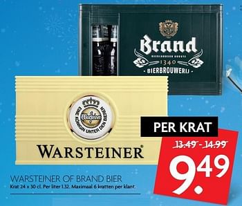 Aanbiedingen Warsteiner of brand bier - Warsteiner - Geldig van 01/01/2017 tot 07/01/2017 bij Deka Markt