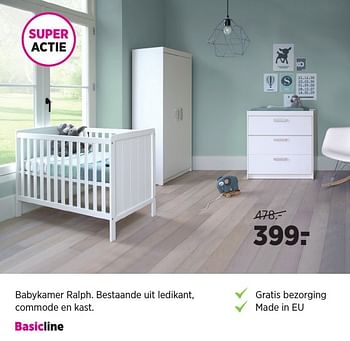 Aanbiedingen Babykamer ralph. bestaande uit ledikant, commode en kast - Basicline - Geldig van 20/12/2016 tot 16/01/2017 bij Babypark