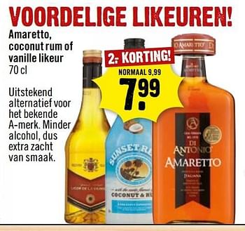 Aanbiedingen Amaretto, coconut rum of vanille likeur - Huismerk - Dirk III - Geldig van 01/01/2017 tot 07/01/2017 bij Dirk III