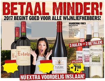 Aanbiedingen Wandering vines - Rode wijnen - Geldig van 01/01/2017 tot 07/01/2017 bij Dirk III