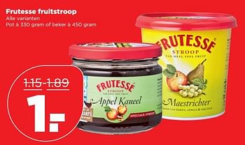 Aanbiedingen Frutesse fruitstroop - Frutesse - Geldig van 01/01/2017 tot 07/01/2017 bij Plus