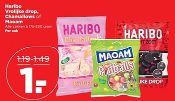 Aanbiedingen Haribo vrolijke drop, chamallows of maoam - Haribo - Geldig van 01/01/2017 tot 07/01/2017 bij Plus