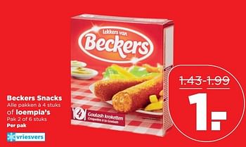 Aanbiedingen Beckers snacks of loempia`s - Beckers - Geldig van 01/01/2017 tot 07/01/2017 bij Plus