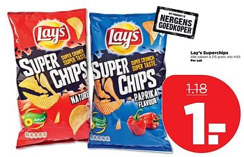 Aanbiedingen Lay`s superchips - Lay's - Geldig van 01/01/2017 tot 07/01/2017 bij Plus
