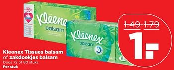 Aanbiedingen Kleenex tissues balsam of zakdoekjes balsam - Kleenex - Geldig van 01/01/2017 tot 07/01/2017 bij Plus