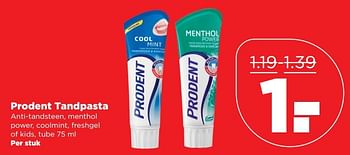 Aanbiedingen Prodent tandpasta - Prodent - Geldig van 01/01/2017 tot 07/01/2017 bij Plus