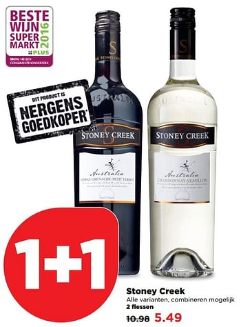 Aanbiedingen Stoney creek - Witte wijnen - Geldig van 01/01/2017 tot 07/01/2017 bij Plus