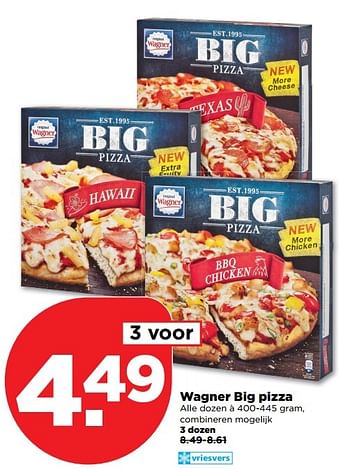 Aanbiedingen Wagner big pizza - Original Wagner - Geldig van 01/01/2017 tot 07/01/2017 bij Plus