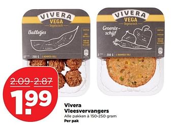 Aanbiedingen Vivera vleesvervangers - Vivera - Geldig van 01/01/2017 tot 07/01/2017 bij Plus