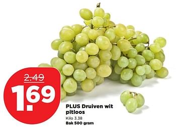 Aanbiedingen Plus druiven wit pitloos - Huismerk - Plus - Geldig van 01/01/2017 tot 07/01/2017 bij Plus