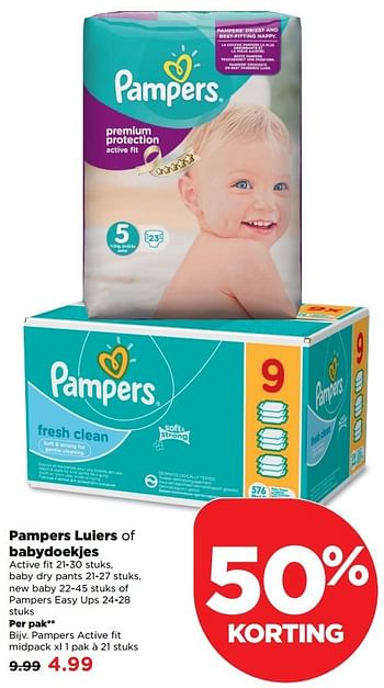 Aanbiedingen Pampers luiers of babydoekjes - Pampers - Geldig van 01/01/2017 tot 07/01/2017 bij Plus