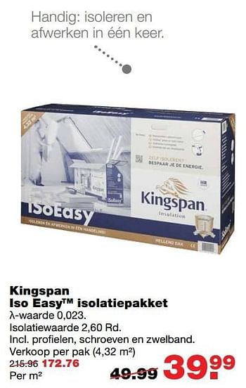 Aanbiedingen Kingspan iso easytm isolatiepakket - Kingspan - Geldig van 01/01/2017 tot 08/01/2017 bij Praxis