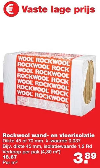 Aanbiedingen Rockwool wand- en vloerisolatie - Rockwool - Geldig van 01/01/2017 tot 08/01/2017 bij Praxis