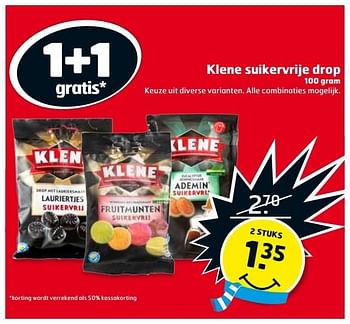 Aanbiedingen Klene suikervrije drop - Klene - Geldig van 02/01/2017 tot 08/01/2017 bij Trekpleister
