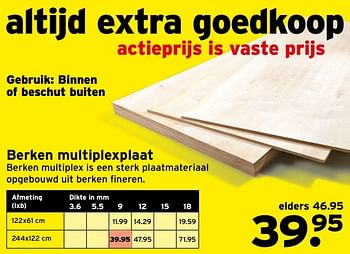Aanbiedingen Berken multiplexplaat - Huismerk - Gamma - Geldig van 01/01/2017 tot 08/01/2017 bij Gamma