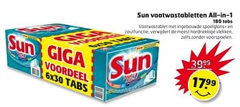 Aanbiedingen Sun vaatwastabletten all-in-1 - Sun - Geldig van 02/01/2017 tot 08/01/2017 bij Trekpleister
