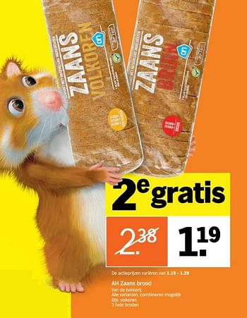 Aanbiedingen Ah zaans brood volkoren - Huismerk - Albert Heijn - Geldig van 02/01/2017 tot 08/01/2017 bij Albert Heijn