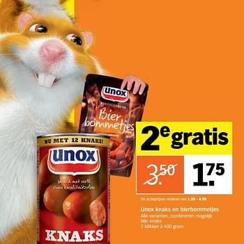 Aanbiedingen Unox knaks en bierbommetjes - Unox - Geldig van 02/01/2017 tot 08/01/2017 bij Albert Heijn