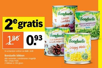 Aanbiedingen Bonduelle blikken - Bonduelle - Geldig van 02/01/2017 tot 08/01/2017 bij Albert Heijn